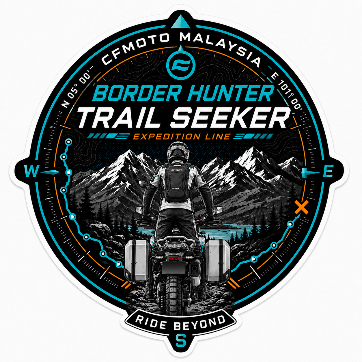 CFMOTO Border Hunter Trail Seeker Emblem Sticker 3" x 3"
